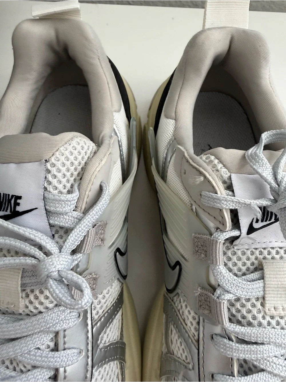 Nike V2k women size 9.5 Silver, White & Black Women's Chunky Lace-Up Sneakers